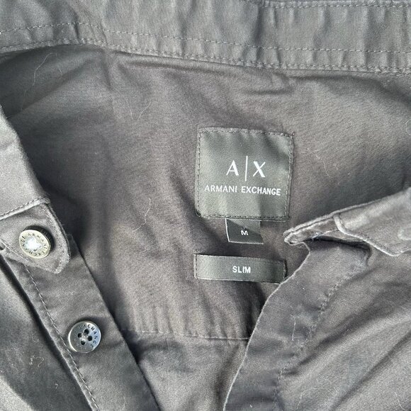 Armani Exchange AX Shirt Men's Mediun Black Button Down Short Sleeve - Picture 9 of 11